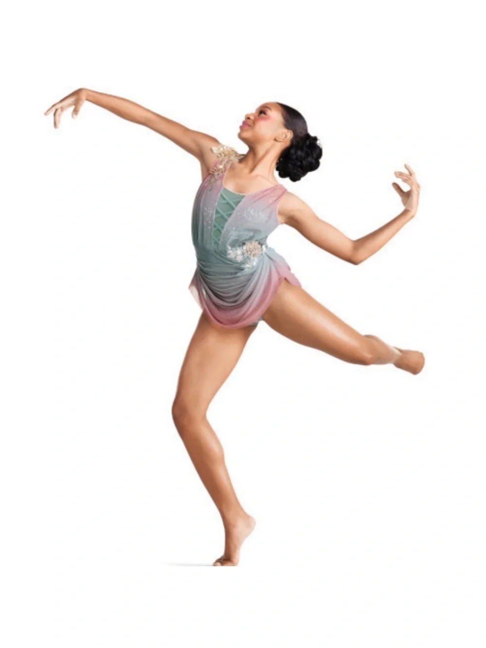 Tenth House | Luna Ombré Pink Green Lyrical Dance Leotard Floral Appliqué, LC